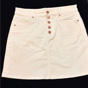 LOFT White Buttoned Mini Skirt